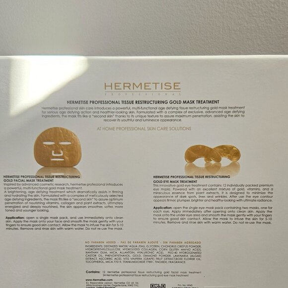 HERMETISE TISSUE RESTRUCTURING GOLD NECK & DECOLLETE MASKS-5 NECK+7 FACE+24 EYES - Picture 6 of 6